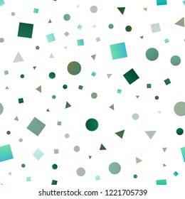 Light BLUE vector seamless backdrop with lines, circles, rhombus. Abstract illustration with colorful dots, lines, cubes. Trendy design for wallpaper, fabric makers.