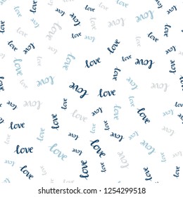 Light BLUE vector seamless backdrop with phrase LOVE YOU. Phrase LOVE YOU with colorful gradient in abstract style. Design for wallpaper, fabric makers.