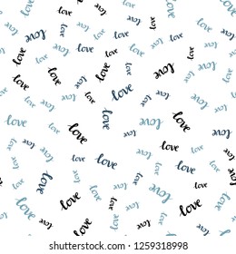 Light BLUE vector seamless backdrop with phrase LOVE YOU. Illustration with phrase LOVE YOU for valentine's day. Design for wallpaper, fabric makers.