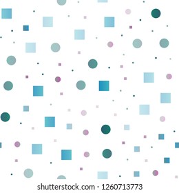 Light BLUE vector seamless backdrop with dots, spots, cubes. Glitter abstract illustration with cubes, circles. Trendy design for wallpaper, fabric makers.