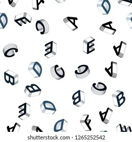 Light BLUE vector seamless backdrop with 3D english symbols. Abstract illustration with 3D ABC symbols. Texture for window blinds, curtains.