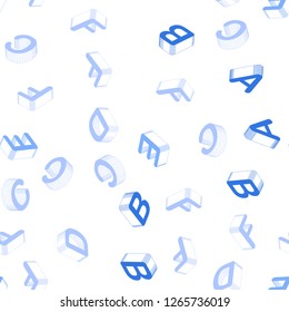 Light BLUE vector seamless backdrop with 3D english symbols. Modern geometrical illustration with 3D ABC english symbols. Pattern for trendy fabric, wallpapers.