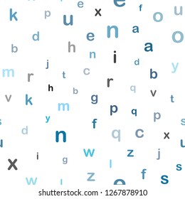 Light BLUE vector seamless backdrop with english symbols. Shining colorful illustration with isolated letters. Template for business cards, websites.