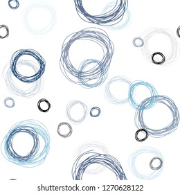 Light BLUE vector seamless backdrop with dots. Abstract illustration with colored bubbles in nature style. Texture for window blinds, curtains.