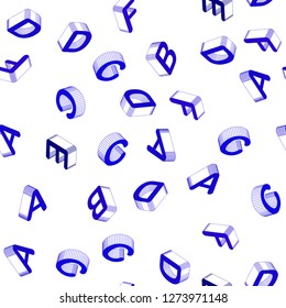 Light BLUE vector seamless backdrop with 3D english symbols. Abstract illustration with 3D ABC symbols. Template for business cards, websites.