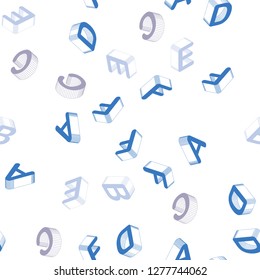 Light BLUE vector seamless backdrop with 3D english symbols. Abstract illustration with 3D ABC symbols. Design for textile, fabric, wallpapers.