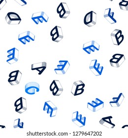 Light BLUE vector seamless backdrop with 3D english symbols. Colorful gradient design in 3D style with signs of alphabet. Design for wallpaper, fabric makers.