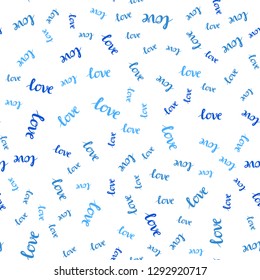 Light BLUE vector seamless backdrop with phrase LOVE YOU. Illustration with phrase LOVE YOU for valentine's day. Design for wallpaper, fabric makers.