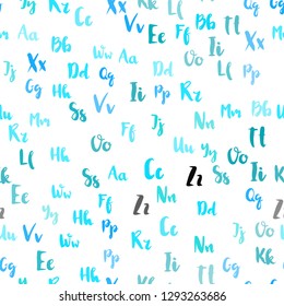 Light BLUE vector seamless backdrop with english symbols. Shining colorful illustration with isolated letters. Pattern for trendy fabric, wallpapers.