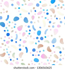 Light BLUE vector seamless backdrop with dots, spots. Blurred bubbles on abstract backdrop with colorful gradient. Pattern for trendy fabric, wallpapers.