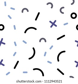 Light BLUE vector seamless background with lines, ovals. Colorful seamless gradient with lines and signs of maths. Design for textile, fabric, wallpapers.