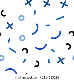 Light BLUE vector seamless background with lines, ovals. Seamless gradient abstract lines on white background. Pattern for design of fabric, wallpapers.