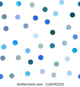 Light BLUE vector seamless background with dots. Modern abstract illustration with colorful water drops. Pattern can be used as texture of water, rain drops.