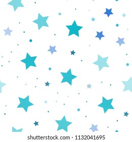 Light BLUE vector seamless background with colored stars. Glitter abstract illustration with colored stars. The pattern can be used for new year ad, booklets.