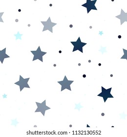 Light BLUE vector seamless background with colored stars. Glitter abstract illustration with colored stars. The pattern can be used for wrapping gifts.