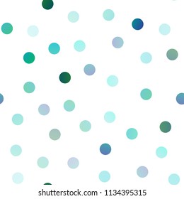 Light BLUE vector seamless background with dots. Glitter abstract illustration with blurred drops of rain. New design for ad, poster, banner of your website.