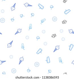 Light BLUE vector seamless background with tasty food. Glitter abstract sketch with gourmet food. Template for meal cooking in kitchen.