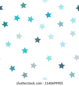 Light BLUE vector seamless background with colored stars. Stars on blurred abstract background with gradient. The pattern can be used for new year ad, booklets.