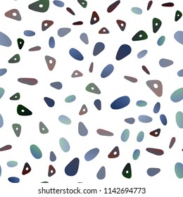 Light BLUE vector seamless background with rounded triangular shapes with dots,  rounded organic shapes. The template can be used as a background.
