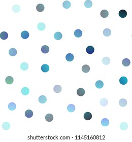 Light BLUE vector seamless background with dots. Modern abstract illustration with colorful water drops. Pattern can be used as texture of water, rain drops.