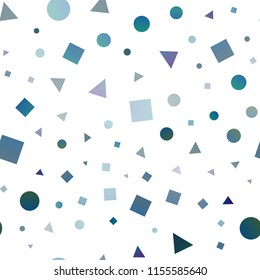 Light BLUE vector seamless background with triangles, circles, cubes. Circles, lines, rhombus with colorful gradient. Trendy design for wallpaper, fabric makers.