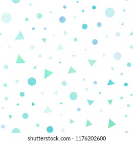 Light BLUE vector seamless background with triangles, circles. Modern abstract illustration with colorful dots, lines. Template for business cards, websites.