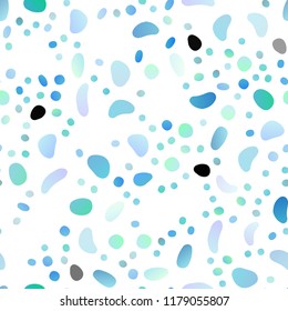 Light BLUE vector seamless background with bubbles. Glitter abstract illustration with blurred drops of rain. Pattern for design of fabric, wallpapers.