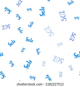 Light BLUE vector seamless background with 50 % signs of sales. Colorful set of  percentage signs in simple style. Pattern for ads, posters, banners of sales.