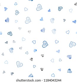 Light BLUE vector seamless background with hearts. Hearts on blurred abstract background with colorful gradient. Template for Valentine's greeting postcards.