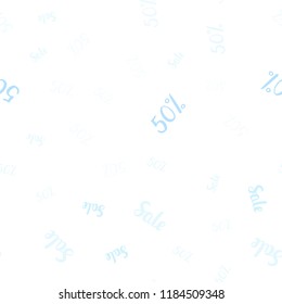 Light BLUE vector seamless background with 50 % signs of sales. Shining colorful illustration with isolated selling prices. Backdrop for ads, leaflets of Black Friday.