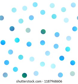 Light BLUE vector seamless background with dots. Blurred bubbles on abstract background with colorful gradient. Pattern can be used as texture of water, rain drops.