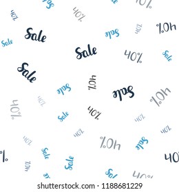 Light BLUE vector seamless background with 40 % signs of sales. Colored words of sales with gradient on white background. Backdrop for ads, leaflets of Black Friday.