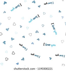 Light BLUE vector seamless background with hearts. Illustration with hearts in love concept for valentine's day. Design for ad, poster, banner of Valentine Day.