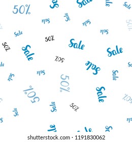 Light BLUE vector seamless background with 50 % signs of sales. Colorful set of  percentage signs in simple style. Template for season sales, shopping ads.