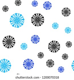 Light BLUE vector seamless background with xmas snowflakes. Blurred decorative design in xmas style with snow. Template for business cards, websites.