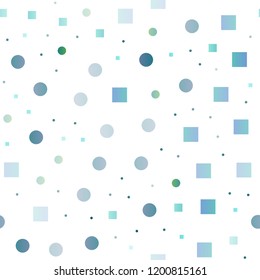 Light BLUE vector seamless background with circles, rectangles. Colorful illustration with circles, squares in nature style. Trendy design for wallpaper, fabric makers.