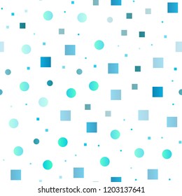 Light BLUE vector seamless background with circles, rectangles. Abstract illustration with colorful circles, rectangles. Design for textile, fabric, wallpapers.