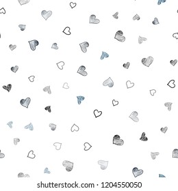 Light BLUE vector seamless background with hearts. Hearts on blurred abstract background with colorful gradient. Template for Valentine's greeting postcards.