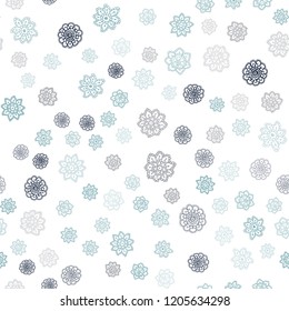 Light BLUE vector seamless background with xmas snowflakes. Snow on blurred abstract background with gradient. Template for business cards, websites.