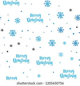 Light BLUE vector seamless background with xmas snowflakes. Glitter abstract illustration with crystals of ice. Trendy design for wallpaper, fabric makers.
