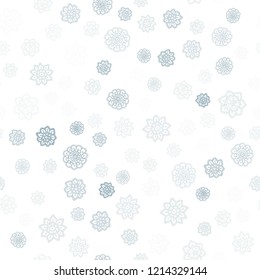 Light BLUE vector seamless background with xmas snowflakes. Decorative shining illustration with snow on abstract template. Trendy design for wallpaper, fabric makers.