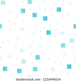 Light BLUE vector seamless background with circles, rectangles. Glitter abstract illustration with cubes, circles. Trendy design for wallpaper, fabric makers.