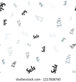Light BLUE vector seamless background with 40 % signs of sales. Colored words of sales with gradient on white background. Backdrop for super sales on Black Friday.