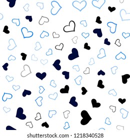 Light Blue vector seamless background with hearts. Hearts on blurred abstract background with colorful gradient. Design for ad, poster, banner of Valentine Day.