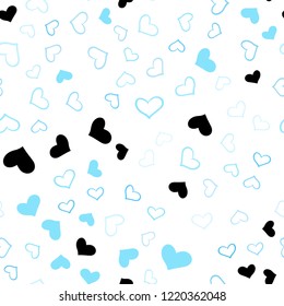 Light BLUE vector seamless background with hearts. Illustration with hearts in love concept for valentine's day. Pattern can be used for valentine's ad, booklets.