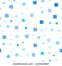 Light BLUE vector seamless background with circles, rectangles. Abstract backdrop with colorful circles, rectangles. Pattern for design of fabric, wallpapers.