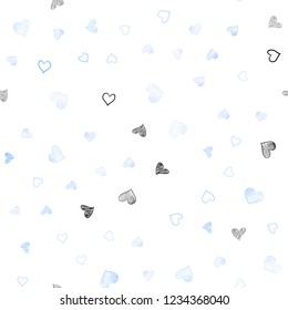 Light BLUE vector seamless background with hearts. Illustration with hearts in love concept for valentine's day. Pattern can be used for valentine's ad, booklets.