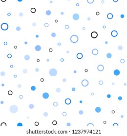 Light BLUE vector seamless background with bubbles. Glitter abstract illustration with blurred drops of rain. Design for textile, fabric, wallpapers.