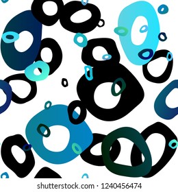 Light BLUE vector seamless background with bubbles. Blurred bubbles on abstract backdrop with colorful gradient. Pattern for design of fabric, wallpapers.