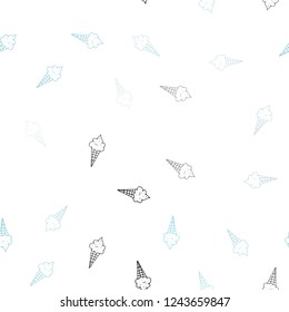 Light BLUE vector seamless background with ice-cream cones. Beautiful colorful illustration with ice-cream cones. Pattern for ad, booklets, leaflets of restaurants.